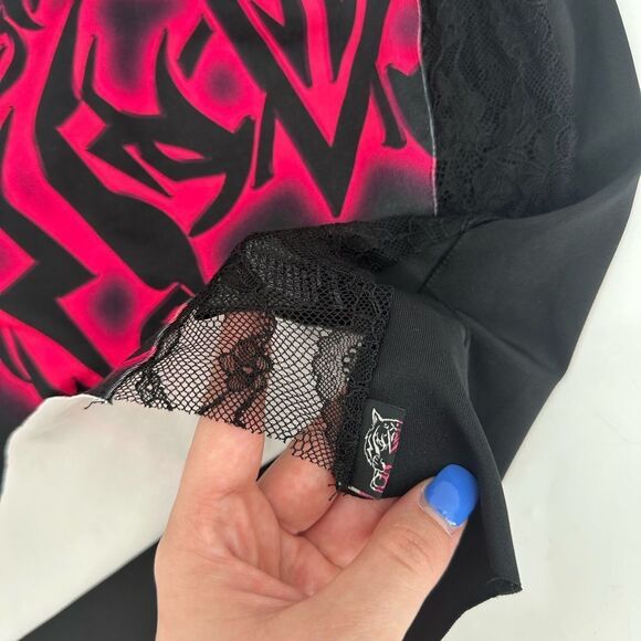 Plein Sport Equipment Phillip Plein Pink Black Lace Raw Hem Tank Size Small - Picture 2 of 8